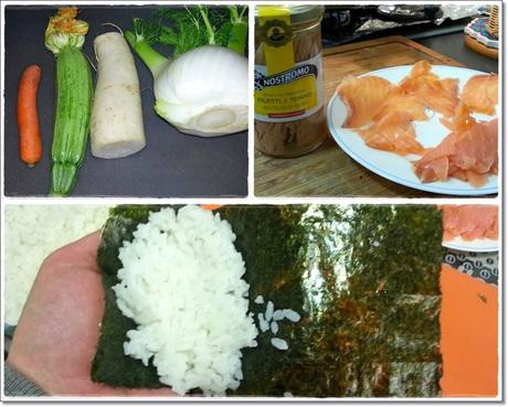 Temaki al tonno, Hosomaki e Uramaki al salmone affumicato