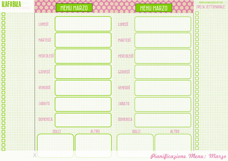 Pianificazione Menu Marzo Pianificazione Menu Marzo