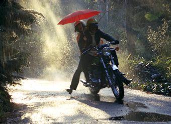 guidare la moto sotto la pioggia