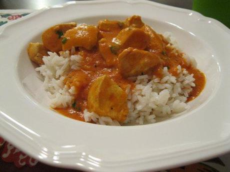 butter chicken and basmati rice