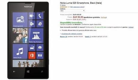 I Nokia Lumia 1020 e 520 in offertissime Vodafone e Amazon