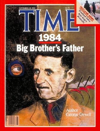 George Orwell, autore del romanzo '1984' in una copertina del 
