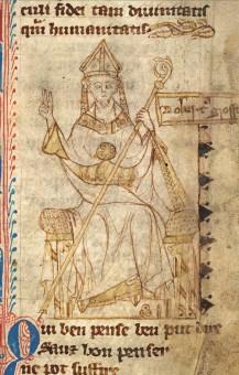 Roberto Grossatesta in un disegno del XIII secolo. Da Wikipedia.