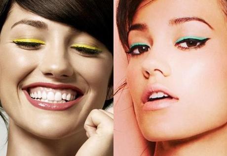 eyeliner giallo e verde