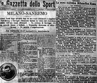 Milano San Remo 1907 GAZZETTA DELLO SPORT