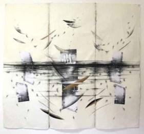 Ernesto Terlizzi,  In volo, 2014, Tecnica mista su carta, china e cartone - cm 180x185