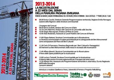 flyer ricostruzione 400x281 Ricostruzione in Emilia: a 22 mesi dal sisma le esperienze dei Comuni