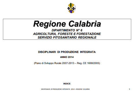 Regione Calabria: in vigore i nuovi disciplinari di produzione integrata.