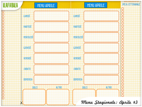 Pianificazione Menu (Aprile) Pianificazione Menu (Aprile)