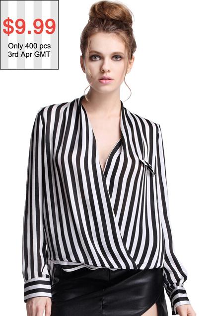 White And Black Fluid Striped Shirt
