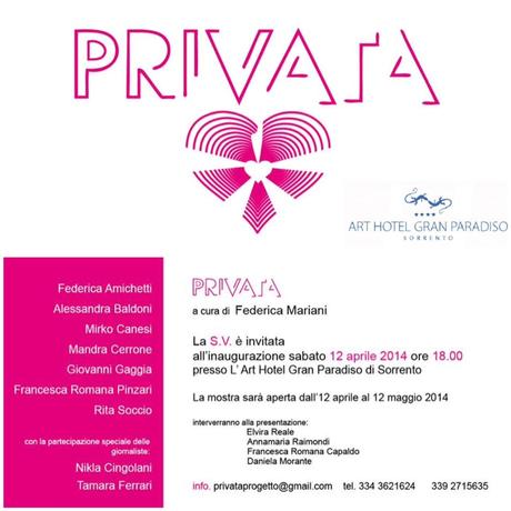 “PRIVATA” invito mostra all'Art Hotel di Sorrento 12 aprile