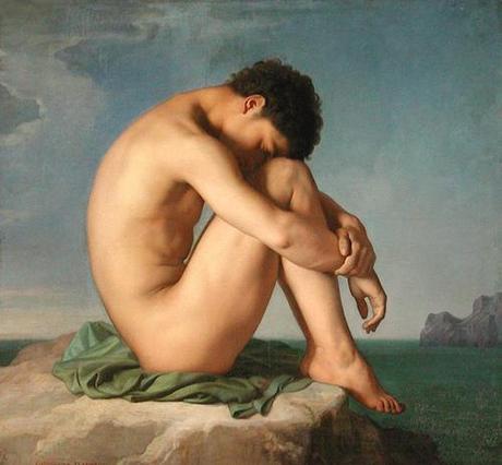 Hippolyte Flandrin, Giovane uomo seduto in riva al mare, 1855