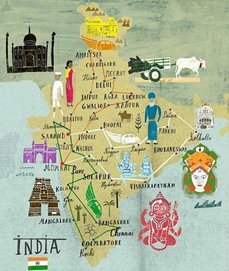 hiscinnamongirl:    Another cute map of India