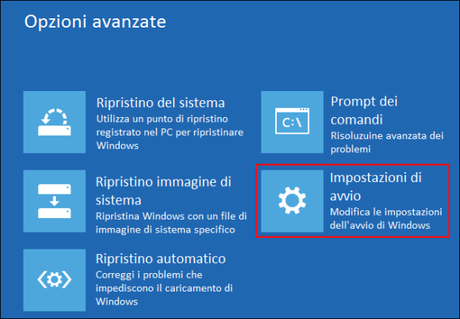 impostazioni avvio