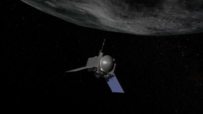 Rappresentazione artistica dell'OSIRIS-REx della NASA che raccoglierà campioni di roccia dall'asteroide Bennu. Crediti: NASA/Goddard