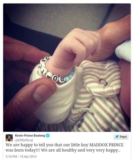 Kevin Prince Boateng annuncia la nascita di Maddox: Melissa Satta è diventata mamma