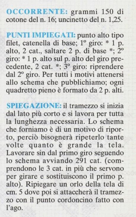 Schemi per il filet: Tramezzo con gli uccelli