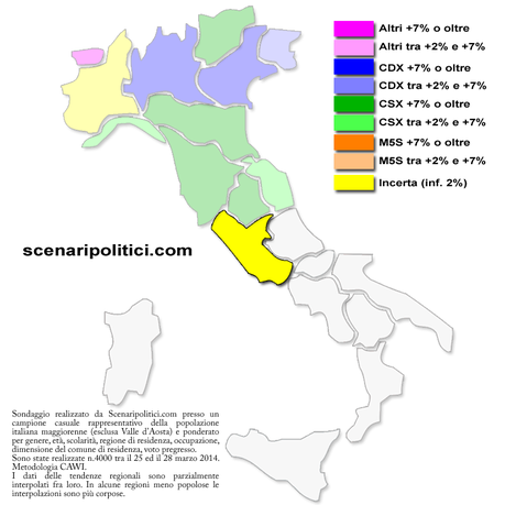 Sondaggio LAZIO 31 marzo 2014 (SCENARIPOLITICI) – POLITICHE Sondaggio Lazio 31 marzo