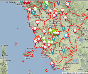 La mappa della Regione Toscana con il Piano Paesistico in costruzione