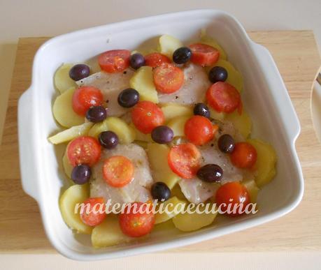 Merluzzo al Forno con Patate e Pomodorini Merluzzo al Forno con Patate e Pomodorini