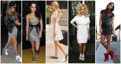 Il nuovo trend delle star: le sneakers con la gonna!