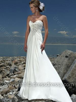 A-line Sweetheart Chiffon Court Train Appliques Wedding Dresses#00018356