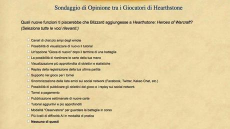 Hearthstone: Heroes of Warcraft - Un sondaggio di Blizzard fa pensare a possibili evoluzioni del gioco