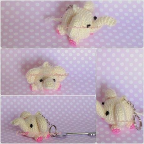 Elefantino portafortuna Amigurumi uncinetto ciondolo / portachiavi / bomboniera / confettata Elefantino portafortuna Amigurumi con tanti utilizzi tipo ciondolo / portachiavi / bomboniera / confettata!!