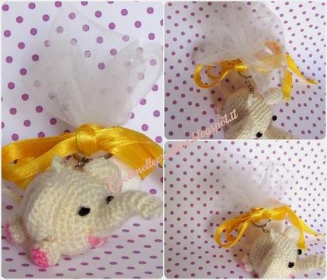 Elefantino portafortuna Amigurumi uncinetto ciondolo / portachiavi / bomboniera / confettata Elefantino portafortuna Amigurumi con tanti utilizzi tipo ciondolo / portachiavi / bomboniera / confettata!!