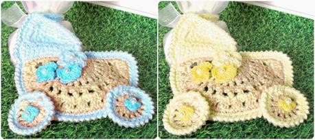 Culla bimba uncinetto crochet, ciondolo, bomboniera / confettata per nascita o Battesimo!! blu azzurra e giallo!! Culla bimba uncinetto crochet, ciondolo, bomboniera / confettata per nascita o Battesimo!!