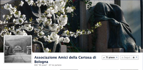 La cover di Amici della Certosa di Bologna, pagina facebook con quasi 700 fan.