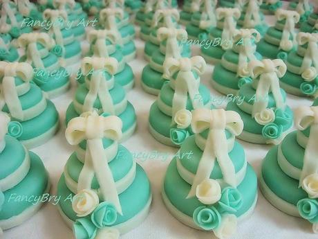 Mini wedding cake a 3 piani variante tiffany