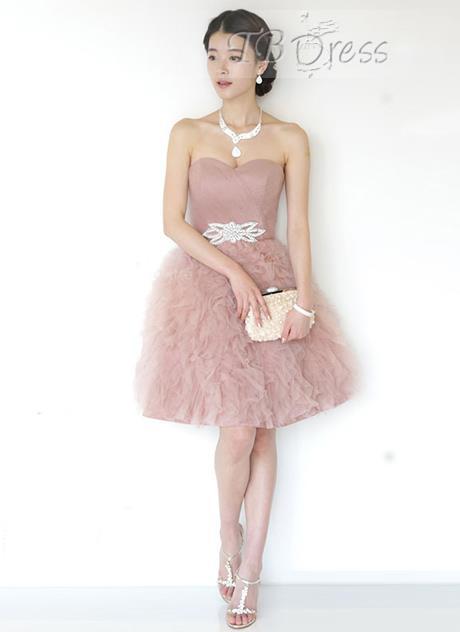 Graceful A-Line Sweetheart Crystal Short Homecoming Dress