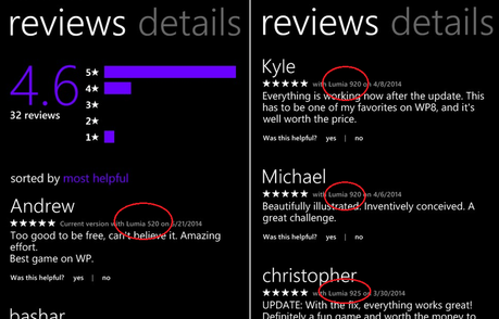 Lo Store Windows Phone 8.1 riconosce da adesso il modello nelle recensioni - Notizia