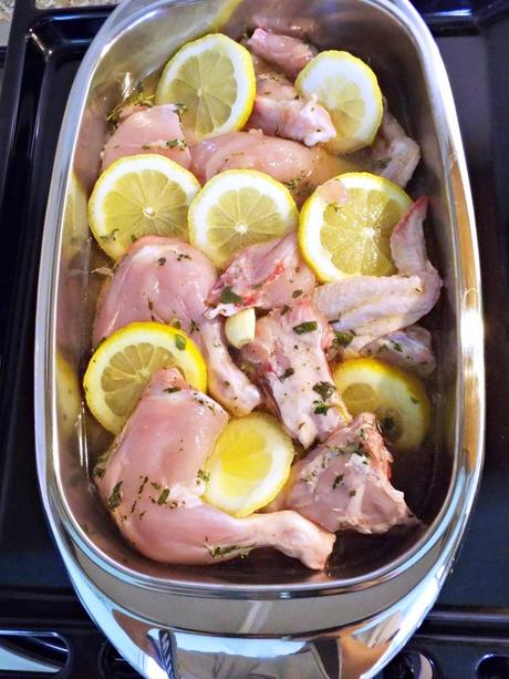 Pollo con limone, birra e erbe aromatiche