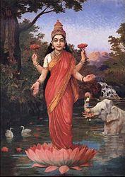 Lakshmi, dea indù della luce, dell'abbondanza, della saggezza, della fertilità
