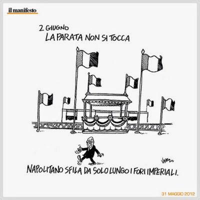 2 giugno: L'esercito è la sconfitta della democrazia. Aboliamo la parata militare, La democrazia deve vergognarsi delle sue armi, non esaltarle