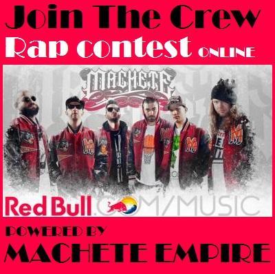 Parte oggi, mercoledi' 4 giugno 2014, il Rap Contest  Join The Crew , creato da Machete e Red Bull Musica.