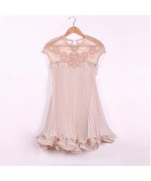 Chiffon H-line Above Knee Party Women's Round Dress with Beading