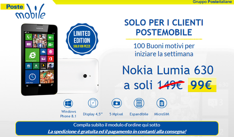 Possiedi una SIM Postemobile? Potrai avere un Lumia 630 a 99 €