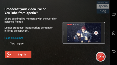 New app lets Sony Xperia Z2 owners broadcast live video via YouTube 600x334 Live on YouTube: come trasformare il Sony Xperia Z2 in una TV amatoriale mondiale applicazioni  sony live on youtube 