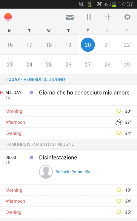 Sunrise: il calendario definitivo per Android?
