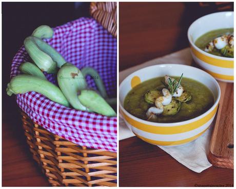 Vellutata di zucchine trombetta con totani grigliati