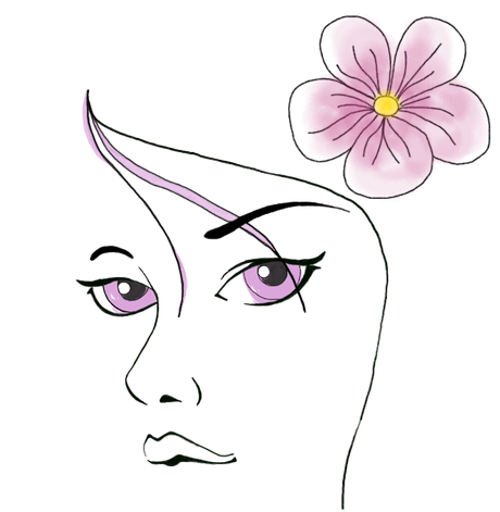 logo-eppi-con-fiore, illustrazione disegnata a mano, faccia di donna, copyright Design by alex b.