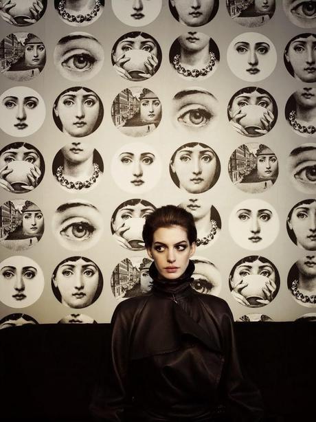 Photo: Kurt Iswarienko, Anne Hathaway & Piero Fornasetti prints