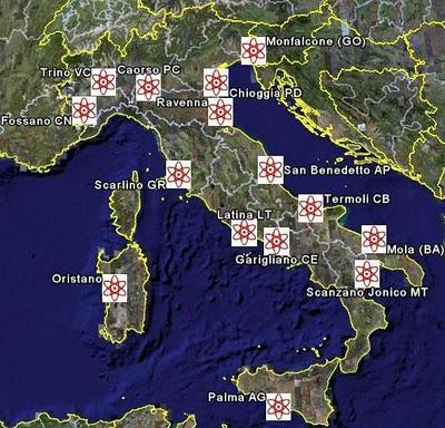 Scorie radioattive in viaggio: con Mappa dei siti candidati a ospitare centrali nucleari previste in costruzione dal 2012