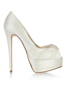 Goregeous Satin White Stiletto Heeles Open toe Prom Shoes