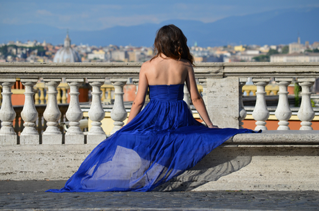 Blue dress in Rome