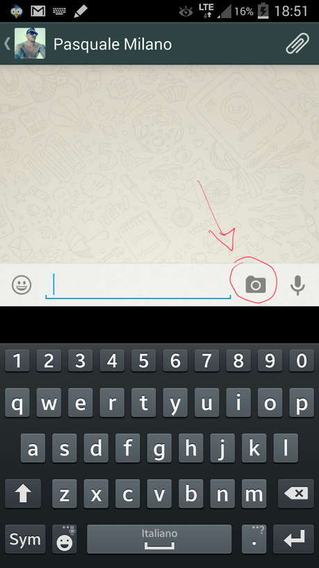 La nuova fotocamera incorporata di Whatsapp