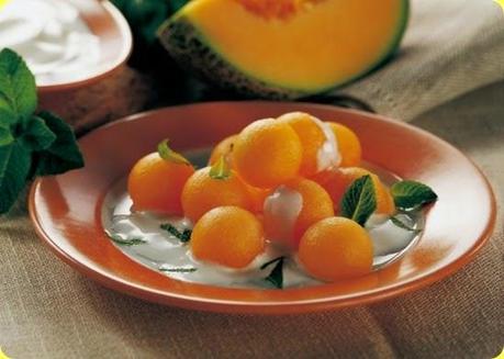 Palline di melone allo yogurt profumato alla menta